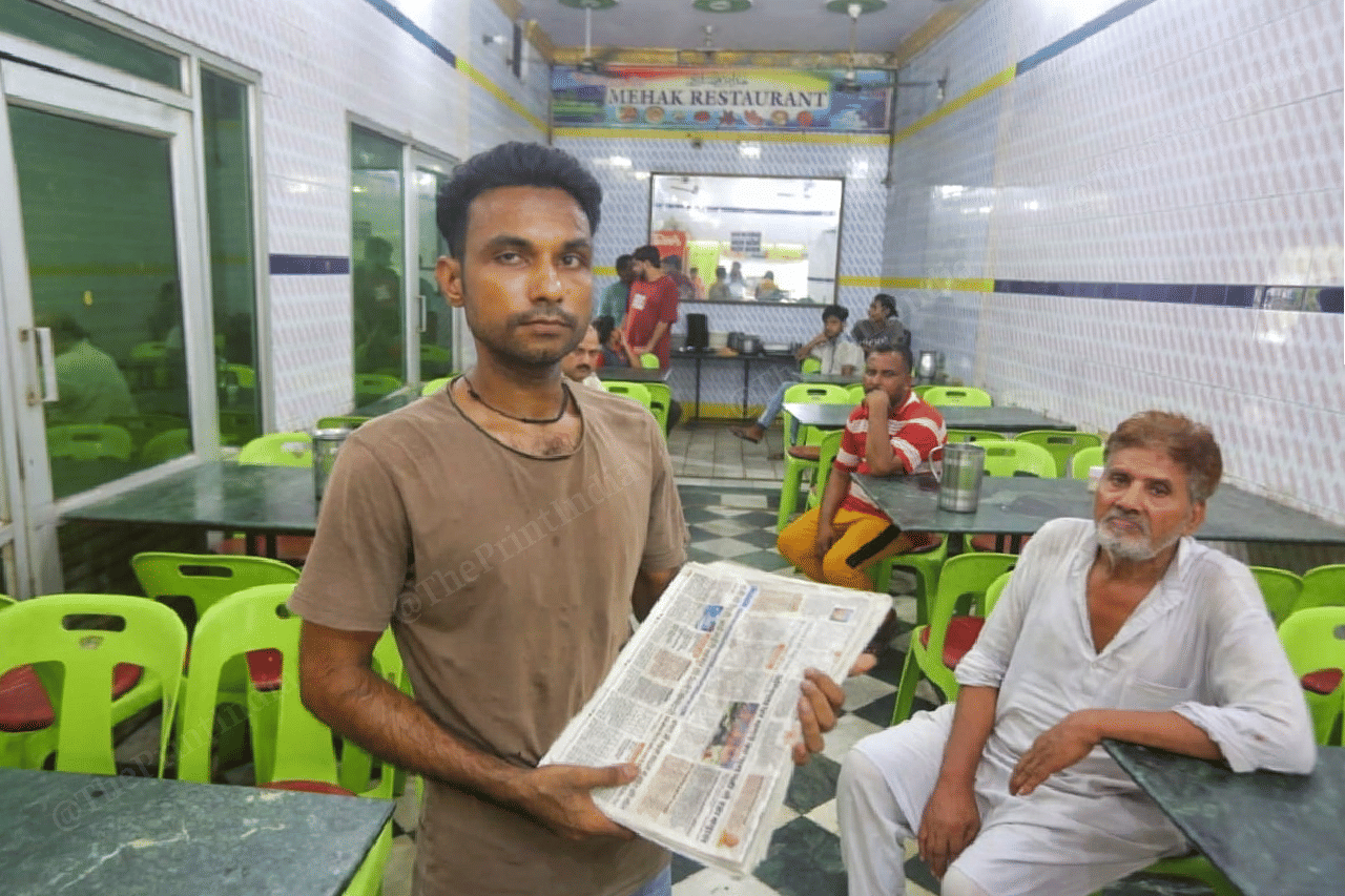 Mohammad Tabish at his father Talib Hussain's restaurant in Sambhal, Uttar Pradesh | Praveen Jain | ThePrint