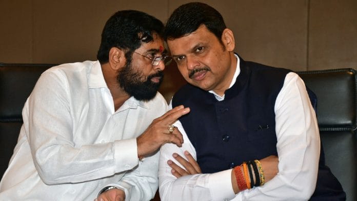 Maharashtra Chief Minister Eknath Shinde and Deputy CM Devendra Fadnavis at a Mumbai hotel Saturday | ANI