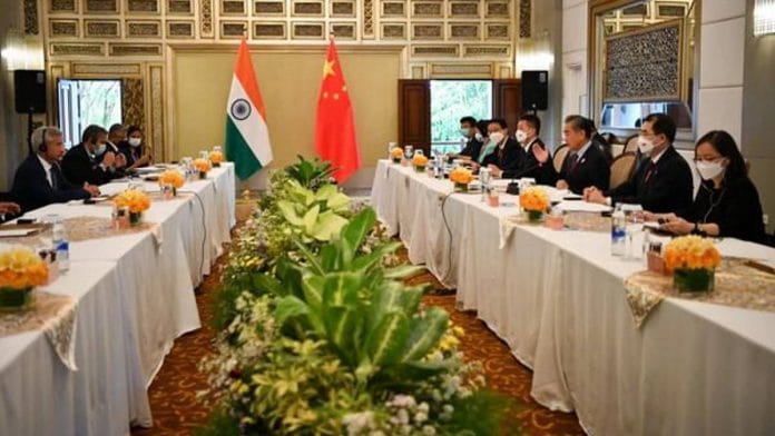 The meeting between Jaishankar and Wang Yi in Bali Thursday | Photo: Courtesy Chinese Embassy