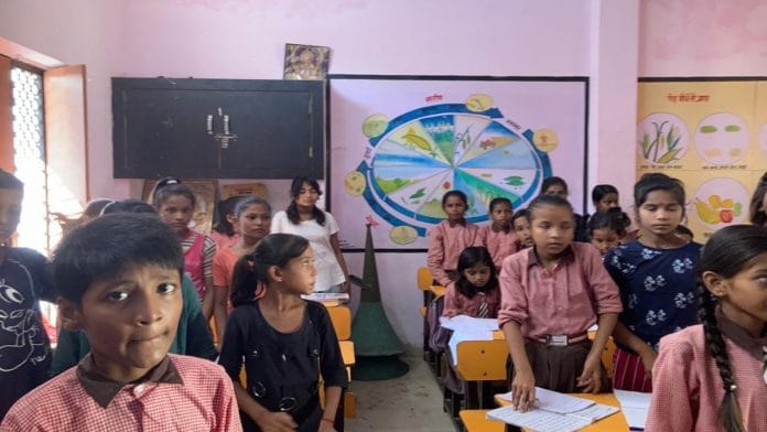 Two loudspeakers removed from the Gorakhnath temple and handed over to Primary School Gorakhnath Kanya lying unused at the back of a classroom | Shikha Salaria | ThePrint