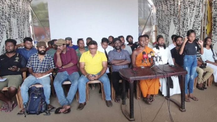Protest leaders holding a press conference in Colombo | Regina Mihindakulasuriya | ThePrint