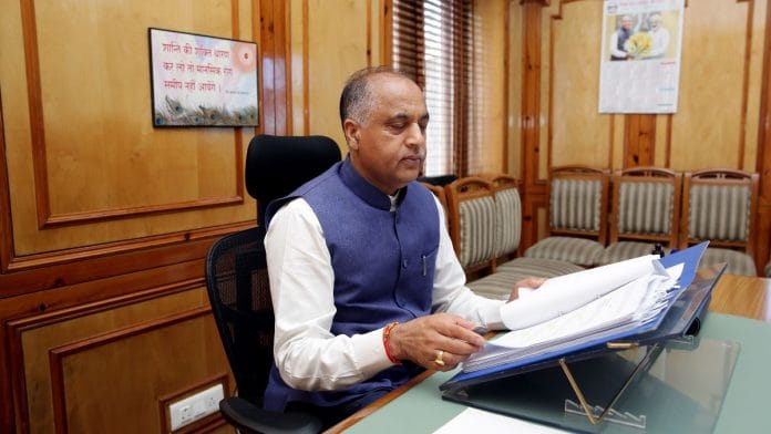Himachal Pradesh Chief Minister Jai Ram Thakur seen at his office in Shimla | ANI file photo