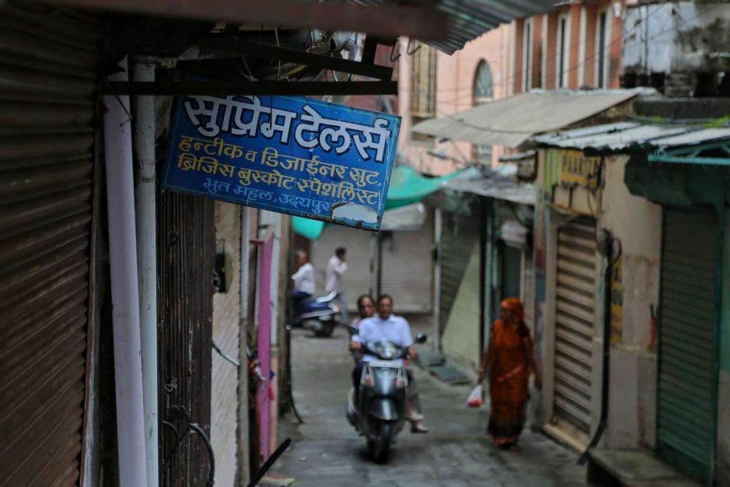 The shutters have been drawn on Kanhaiya Lal Teli's shop, Supreme Tailors, where he was murdered on 28 June | Suraj Singh Bisht | ThePrint
