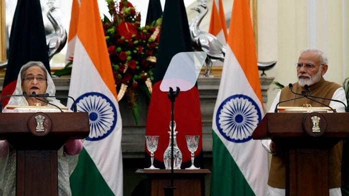 File photo of Prime Minister Narendra Modi with the Prime Minister of Bangladesh Sheikh Hasina | ANI 