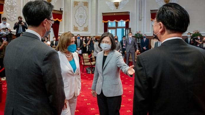 US House Speaker Nancy Pelosi and Taiwanese President Tsai Ing-wen during a meeting, in Taipei on 3 August 2022 | ANI Photo