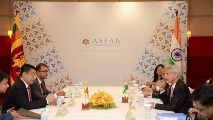 External Affairs Minister S. Jaishankar with Sri Lankan Foreign Minister Ali Sabry during a meeting in Cambodia's Phnom Penh, on 4 August 2022 | Twitter/@DrSJaishankar