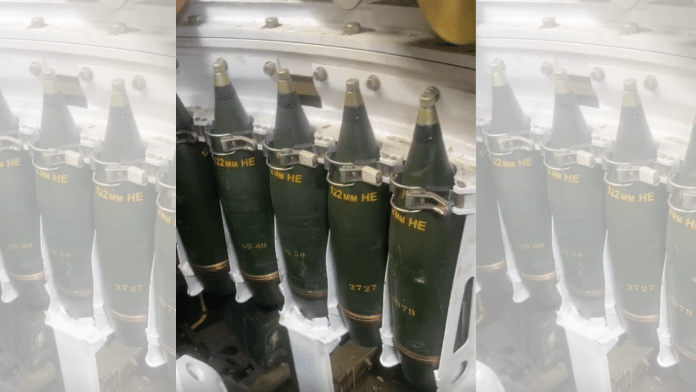 The 122 mm projectiles used in Howitzer, a long-range artillery weapon