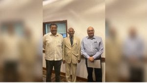 Ambassador T.C.A Raghavan, author K.P. Fabian and Ambassador Talmiz Ahmad | Gaurvi Narang | ThePrint