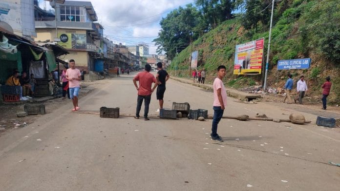 A largely deserted road in Senapati district, Manipur, after the shutdown was announced | By special arrangement