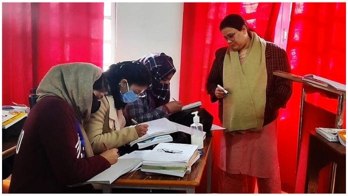 Women students in a classroom under 'Super 50' initiative by Indian Army. | Photo: Urjita Bhardwaj/ThePrint