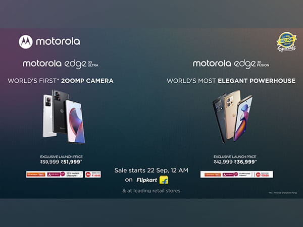 Motorola's newly launched motorola edge 30 ultra and motorola edge 30 fusion go on sale starting September 22 during Flipkart's Big Billion Days Sale  