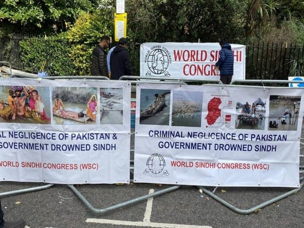 Protest held outside Pakistan HC in London against govt's ignorance of Sindh amid floods 