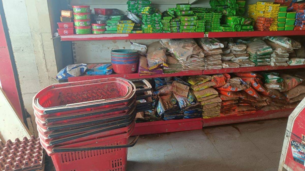 Ruined provisions at Aishwarya Departmental Store, Rainbow Drive Layout, Bengaluru | Credit: Sowmiya Ashok, ThePrint