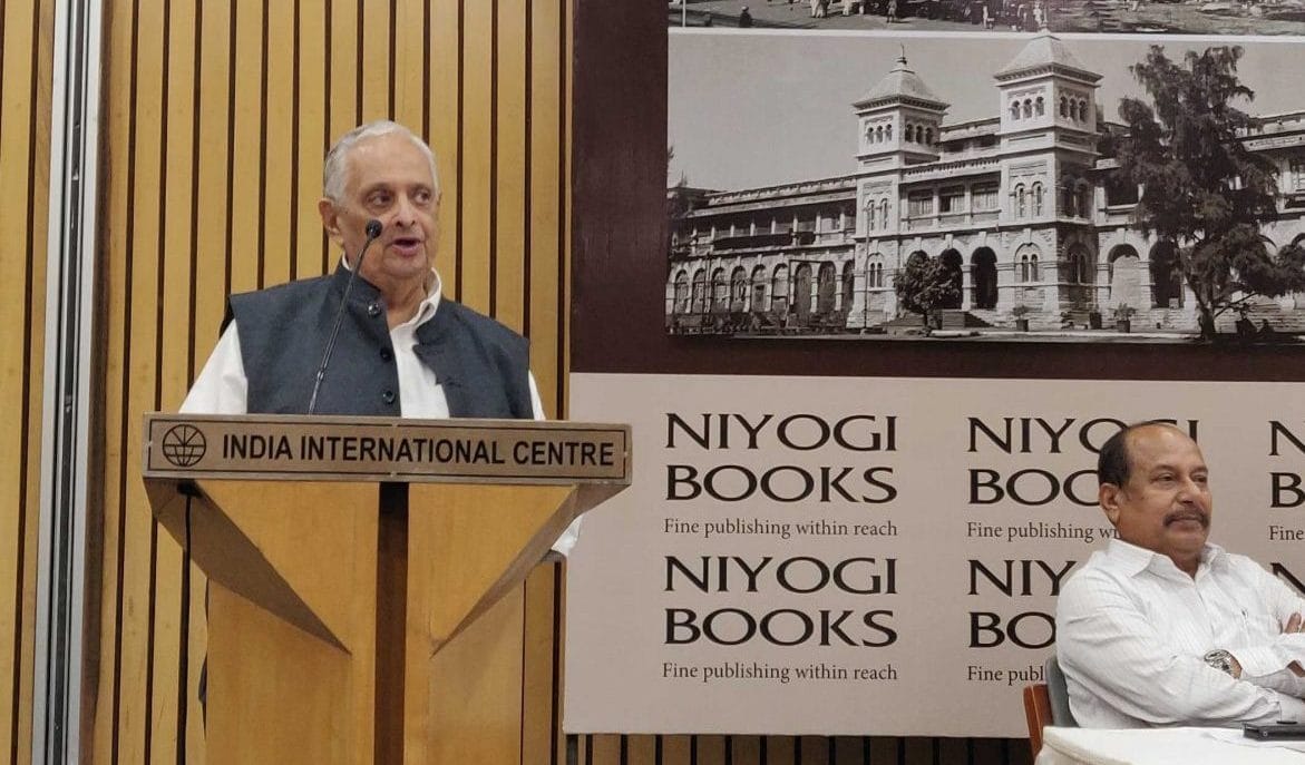 Vinoo Mathur at his book event| Rama Lakshmi, ThePrint