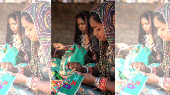 Kalbelia woman making a quilt or gudadi | The Kalbelia Craft Revival Project