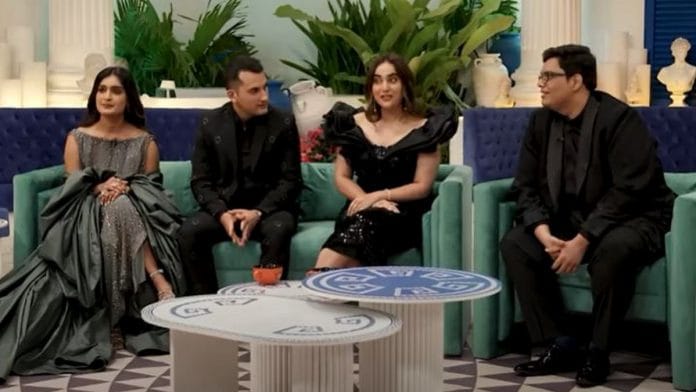 (L-R) Niharika NM, Danish Sait, Kusha Kapila and Tanmay Bhat on Koffee with Karan | YouTube screenshot