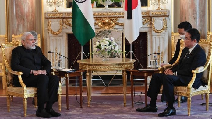 PM Modi during bilateral meet with Japanese PM Kishida in Tokyo Tuesday | Twitter @narendramodi