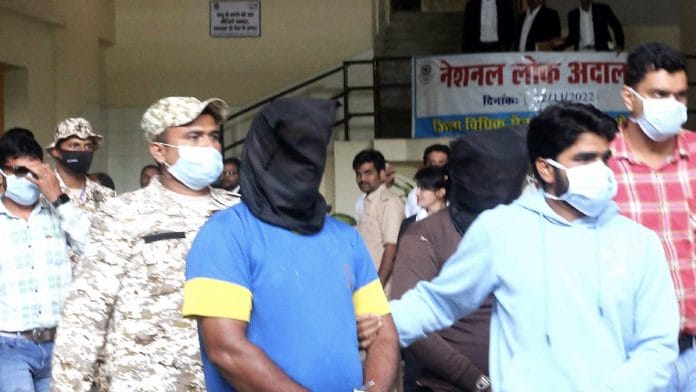 NIA officials producing PFI leaders before the district court, Bhopal, after arresting them from Indore and Ujjain during raids on 22 September, last Friday | ANI