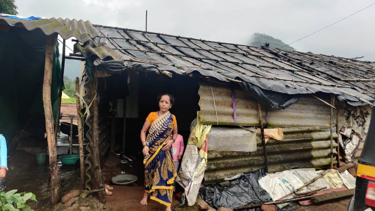 Anita Kondalkar outside an extension she built to her container | Photo: Purva Chitnis | ThePrint