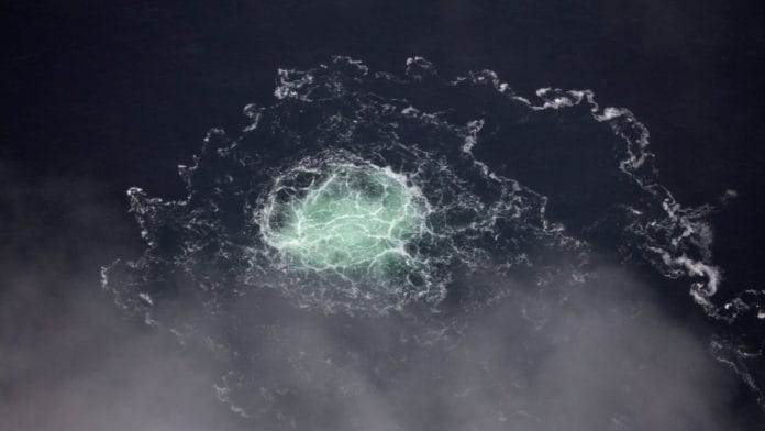 A gas leak from Nord stream 2 is seen in the Swedish economic zone in the Baltic Sea, on 28 September 2022 | Swedish Coast Guard/Handout via TT News Agency via Reuters