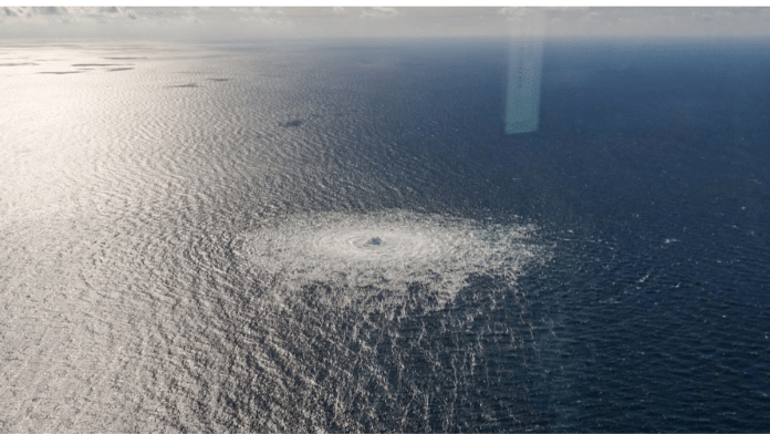 Gas leak at Nord Stream 2 as seen from the Danish F-16 interceptor on Bornholm, Denmark, on 27 September, 2022 | Danish Defence Command/Forsvaret Ritzau Scanpix via Reuters