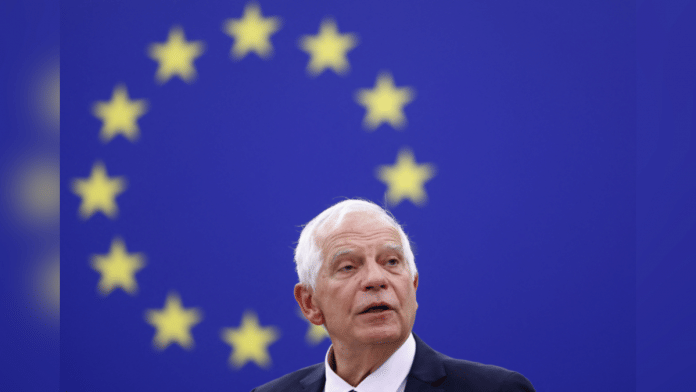 FILE PHOTO: EU Foreign Policy Chief Josep Borrell addresses a plenary session of the European Parliament in Strasbourg, France September 13, 2022. REUTERS/Yves Herman