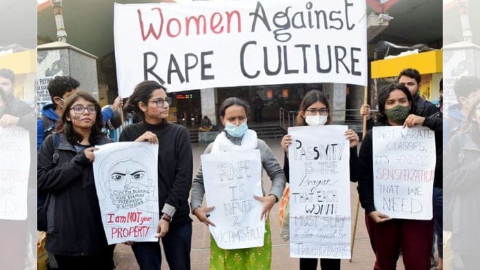 Representational image of women protesting against rape culture | Credit: ANI Photo