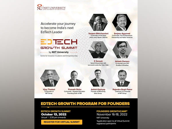NIIT University (NU) set to organize EdTech Growth Summit on October 13th to Build Next Gen Leaders