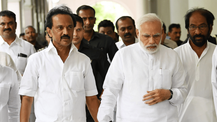 File photo of Tamil Nadu CM M.K. Stalin with Prime Minister Narendra Modi | Commons