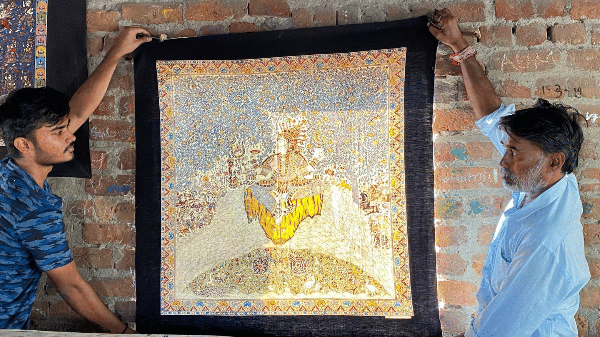 Om and Kiran Chitara with their Mata ni pachedi painting | Janki Dave