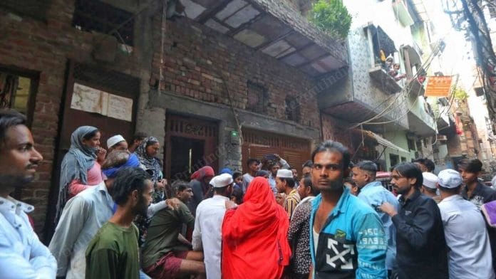 File photo of crowd outside the disputed house at Delhi's Kabir Nagar | Praveen Jain | ThePrint