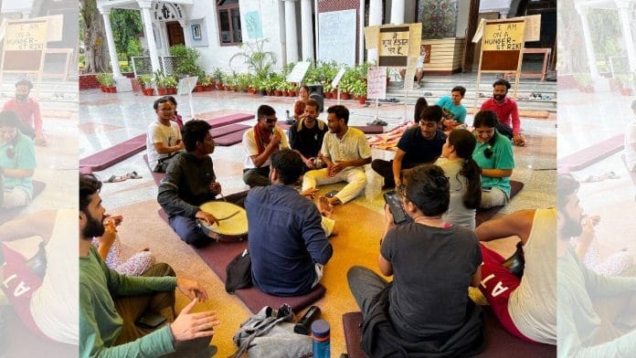 National School of Drama students protest | Credit: Soniya Agrawal, ThePrint
