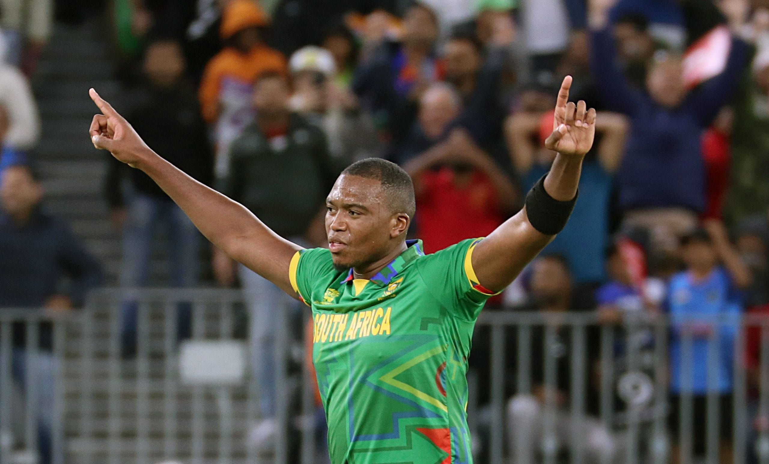 South Africa's Lungi Ngidi celebrates the dismissal of India's KL Rahul at Perth Stadium | ANI Photo