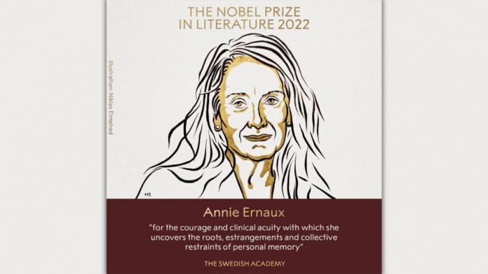 Illustration of Annie Ernaux | Photo: Twitter/@NobelPrize