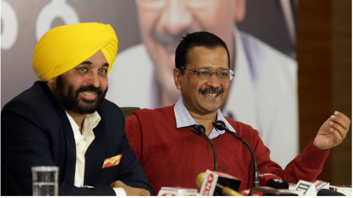 AAP chief Arvind Kejriwal with Punjab CM Bhagwant Mann in Amritsar | ANI File Photo