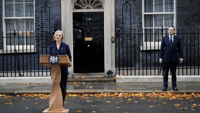 British Prime Minister Liz Truss gives statement outside Number 10 Downing Street, London, Britain | REUTERS/Toby Melville