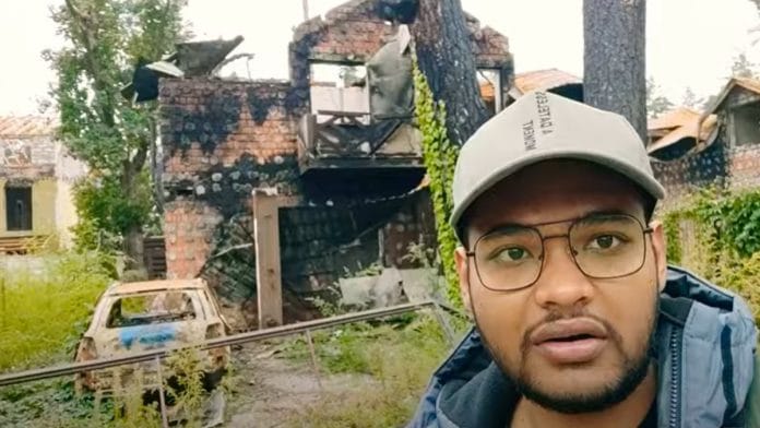 A screengrab from the vlog of Maharashtra-based Nabeel Syed, enrolled at Kyiv's Bogomolets National Medical University, showing the destruction in the Ukrainian capital | Credit: YouTube/ Nabeel Syed