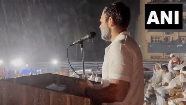 Bharat Jodo Yatra: Rahul Gandhi addresses rally in Mysuru amid heavy rains