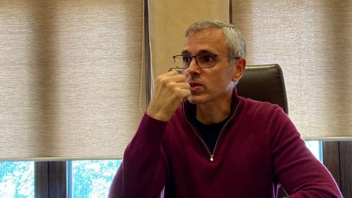 Omar Abdullah at his Srinagar office | Credit: Ananya Bhardwaj/ThePrint/File Photo