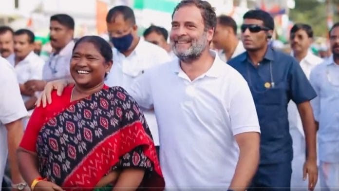 Mulug MLA Danasari Anasuya alias Seethakka with Rahul Gandhi at the Bharat Jodo Yatra | Twitter screengrab/@seethakkaMLA