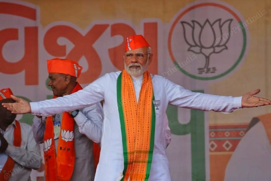 PM Modi and other BJP leaders campaining in Gujarat elections | Photo: Praveen Jain | ThePrint
