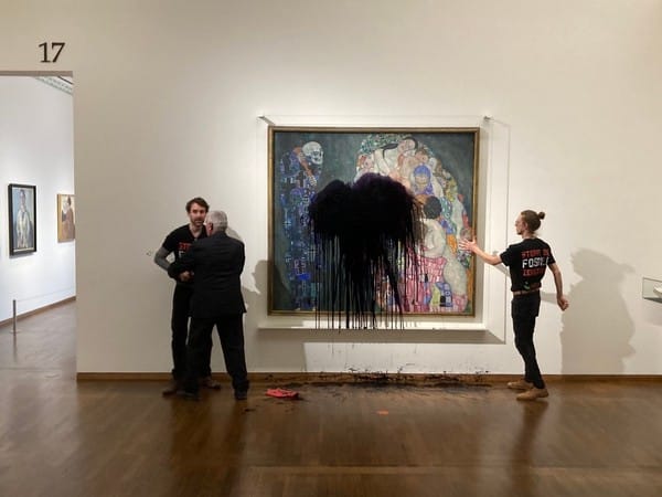Climate activists throw black liquid on Gustav Klimt's painting in Vienna