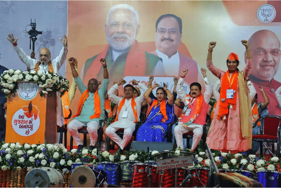 Amit Shah addressing BJP supporters Saturday | Photo: Praveen Jain | ThePrint