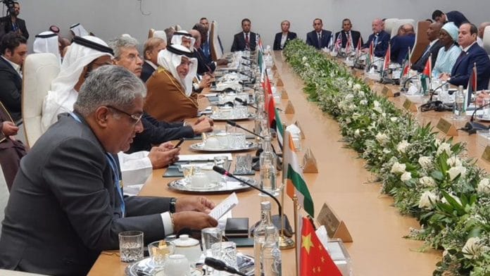 Union minister Bhupender Yadav speaks during Middle East Green Initiative Summit held on sidelines of COP27 | Twitter @byadavbjp