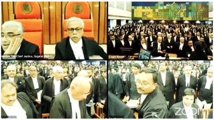 Still from live telecast of Gujarat HC proceedings Thursday