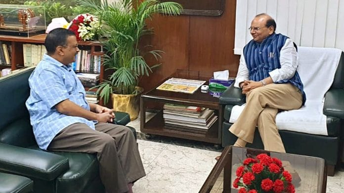 File photo of Delhi CM Arvind Kejriwal with L-G Vinai Kumar Saxena | Twitter | @LtGovDelhi