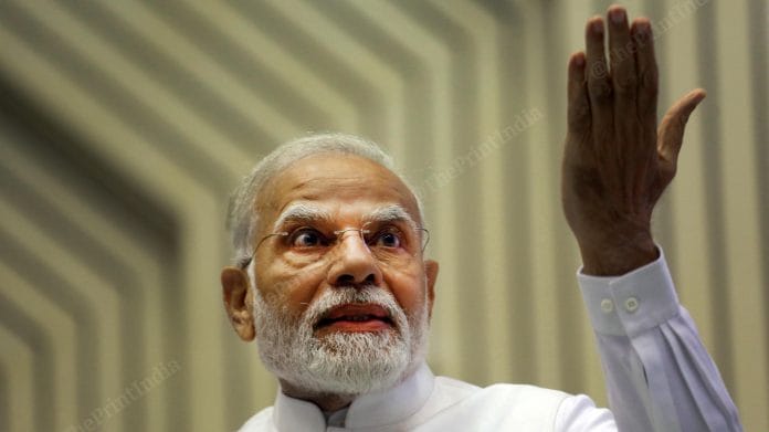 Prime Minister Narendra Modi addresses the launch of Complaint Management System portal of Central Vigilance Commission during Vigilance Awareness Week 2022 | Photo: Praveen Jain | ThePrint