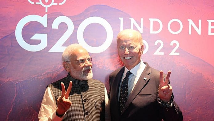 File photo of Prime Minister Narendra Modi meets with United States President Joe Biden at the G20 Summit in Bali, Indonesia | ANI