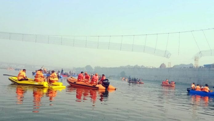 NDRF conducting rescue ops after bridge collapse in Morbi | ANI