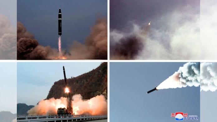 Recent North Korean missile tests are pictured in this undated combination photo taken at undisclosed locations and released on 7 November 2022 by North Korea's news agency | KCNA via Reuters